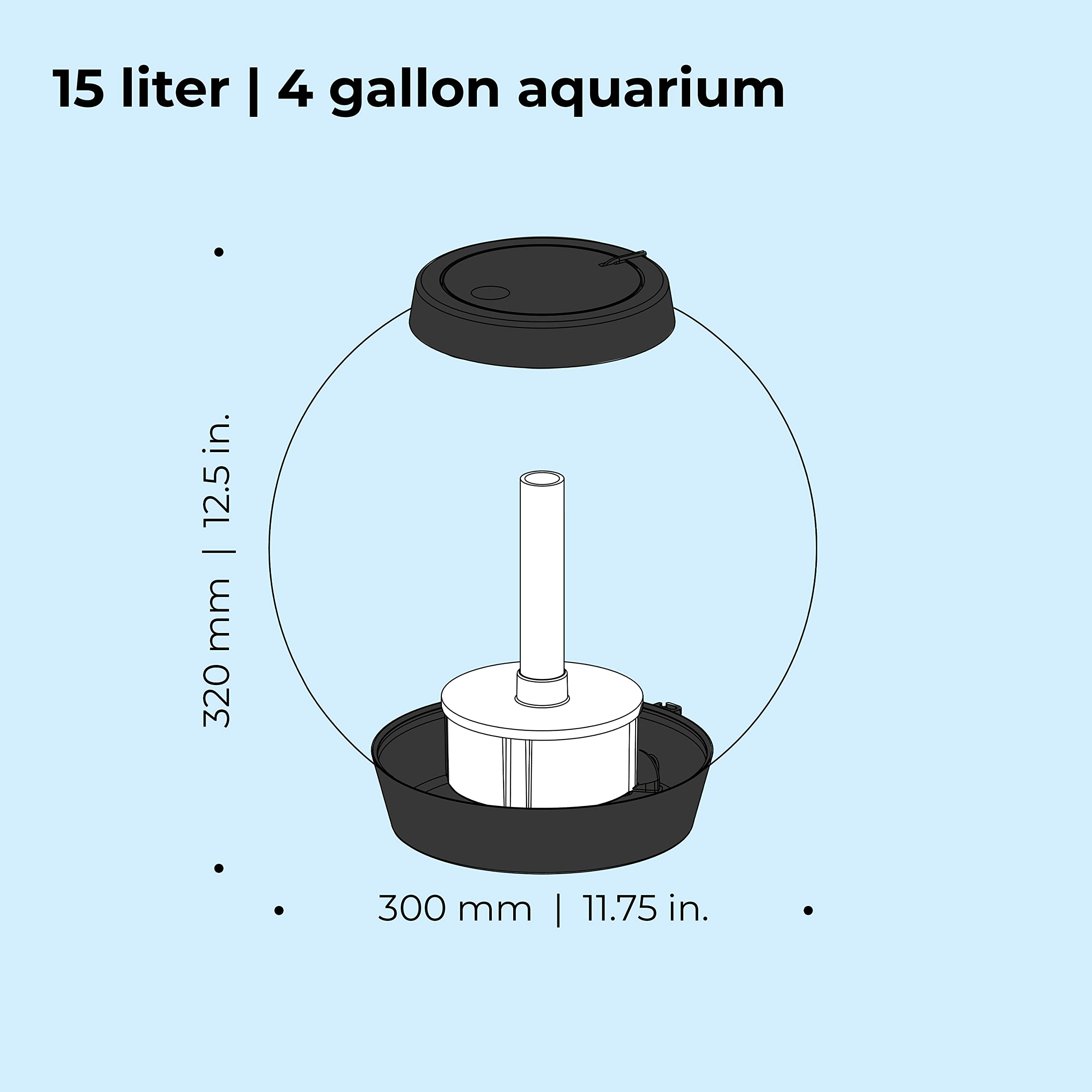 biOrb Classic 15 Acrylic 4-Gallon Aquarium with White LED Lights Modern Compact Tank for Tabletop or Desktop Display, Black-Trimmed Tank - Image 4