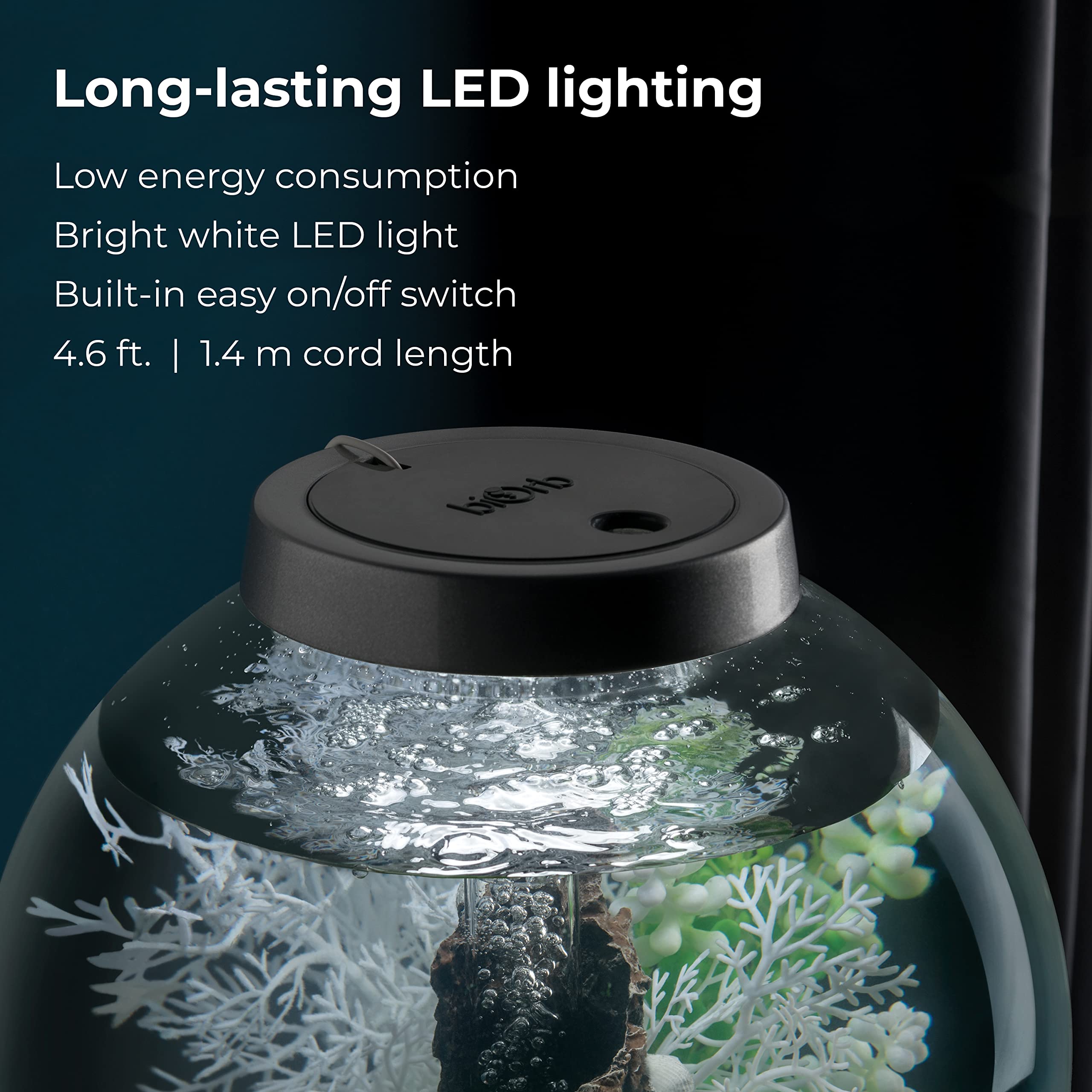 biOrb Classic 15 Acrylic 4-Gallon Aquarium with White LED Lights Modern Compact Tank for Tabletop or Desktop Display, Black-Trimmed Tank - Image 6