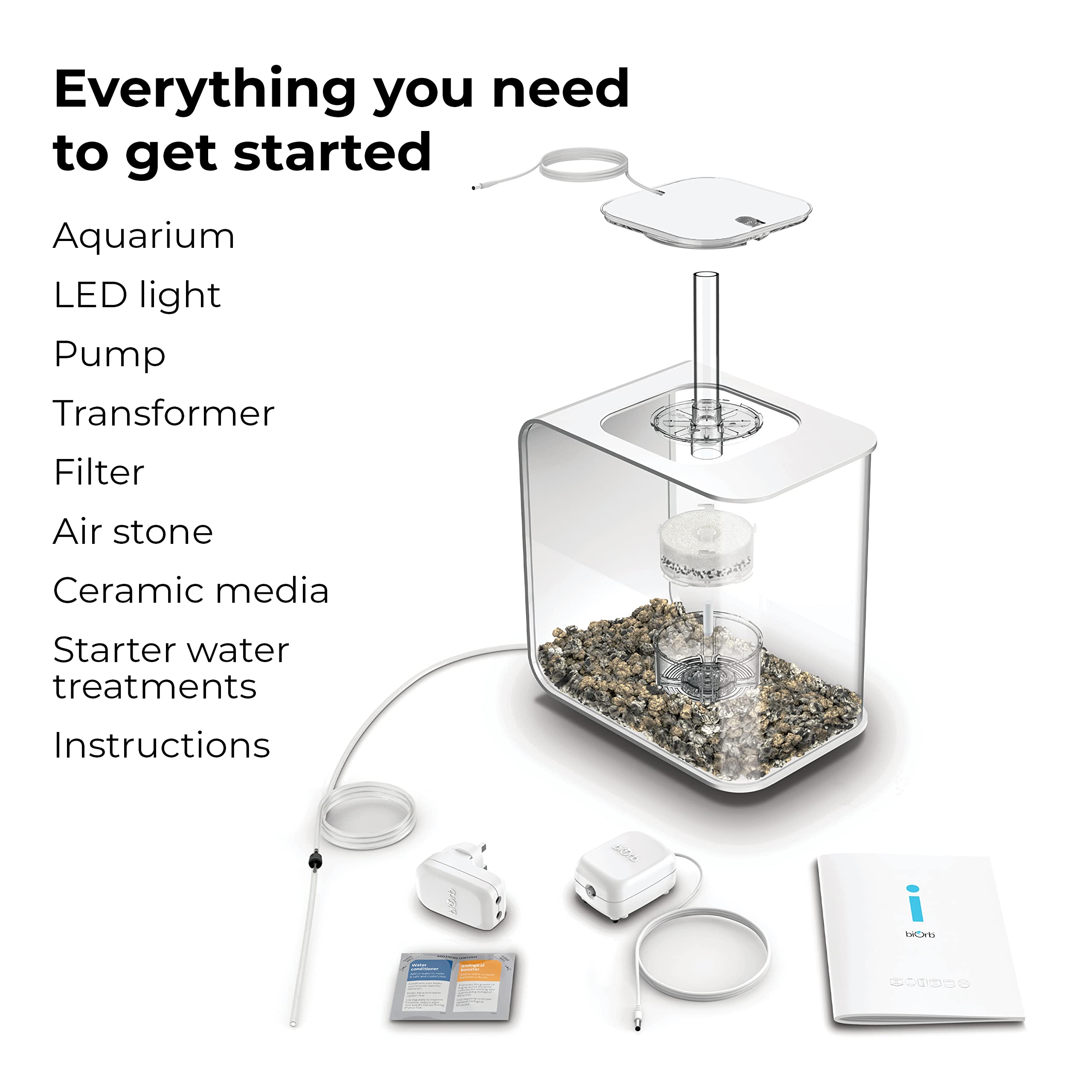 biOrb Flow 15 Acrylic 4-Gallon Aquarium with White LED Lights Modern Compact Tank for Tabletop or Desktop Display, White - Image 3