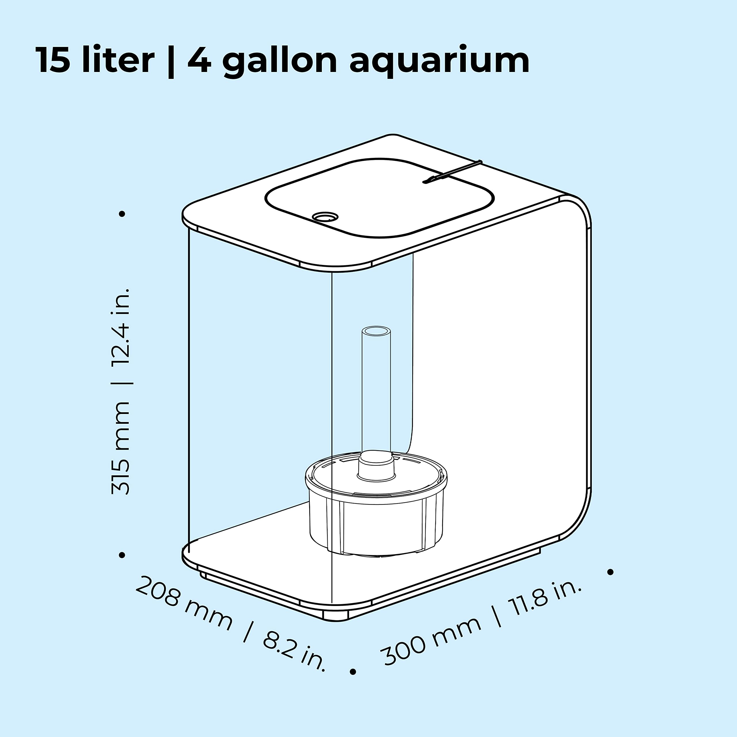biOrb Flow 15 Acrylic 4-Gallon Aquarium with White LED Lights Modern Compact Tank for Tabletop or Desktop Display, White - Image 4
