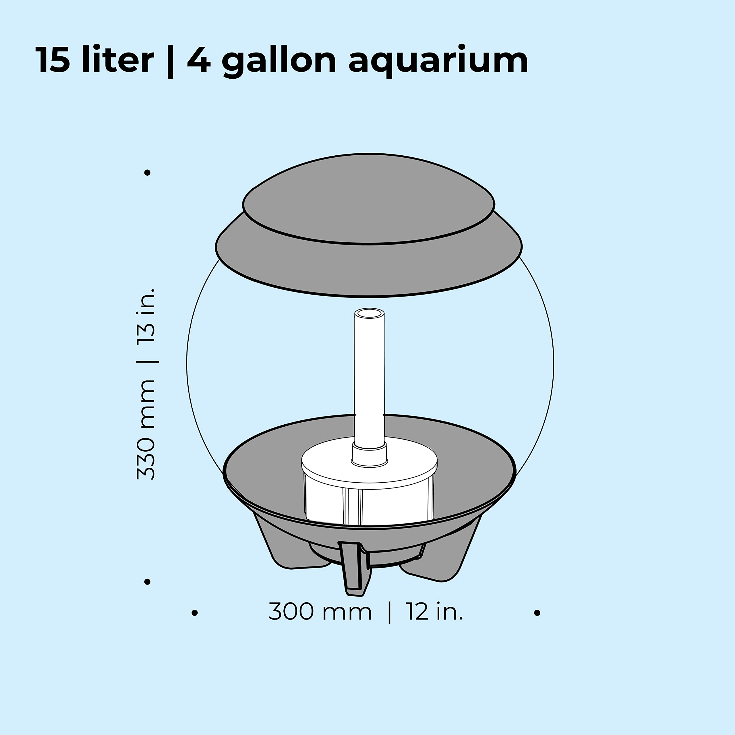 biOrb Halo 15 Acrylic 4-Gallon Aquarium with Multi-Color Remote-Controlled LED Lights Modern Compact Tank for Tabletop or Desktop Display, Gray - Image 3