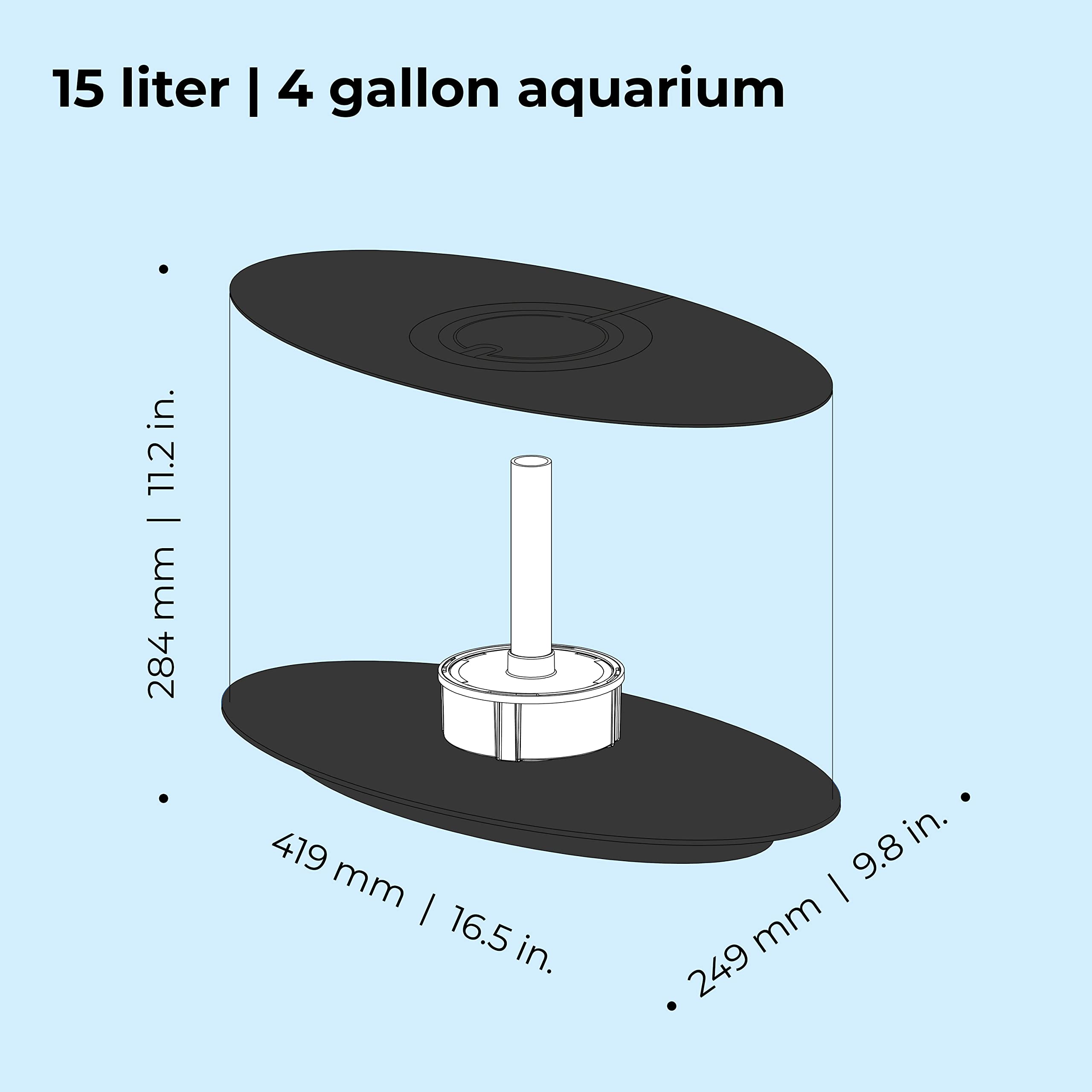 biOrb Loop 15 Acrylic 4-Gallon Aquarium with White LED Lights Modern Compact Tank for Tabletop or Desktop Display, Black-Trimmed Tank - Image 4